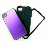 Wholesale iPhone 4 4S 4 in 1 Aluminum Carbon Case (Purple)